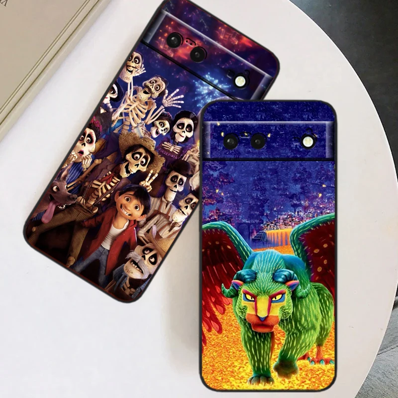 Coco Cartoon Anime Cute For Google Pixel 9 8 7A 7 6A 6 5A 5 4 4A XL 5G Black Silicon Shockproof Shell Cover Phone Case