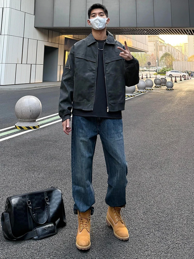 

Мужские джинсы Deep Blue: свободные, широкие, прямые, рабочие брюки в американском стиле High Street, джинсы Cleanfit Bootcut