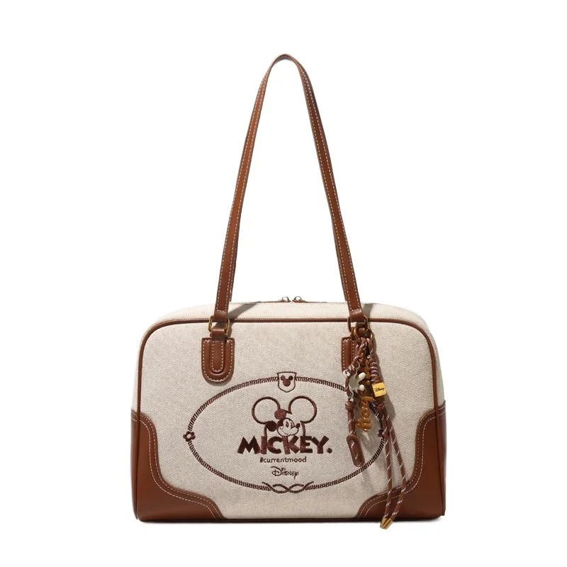 

Disney Retro Large Capacity Shoulder Bag for Women Girl Kawaii Canvas Mickey Mouse Tote Durable Fashion Trend