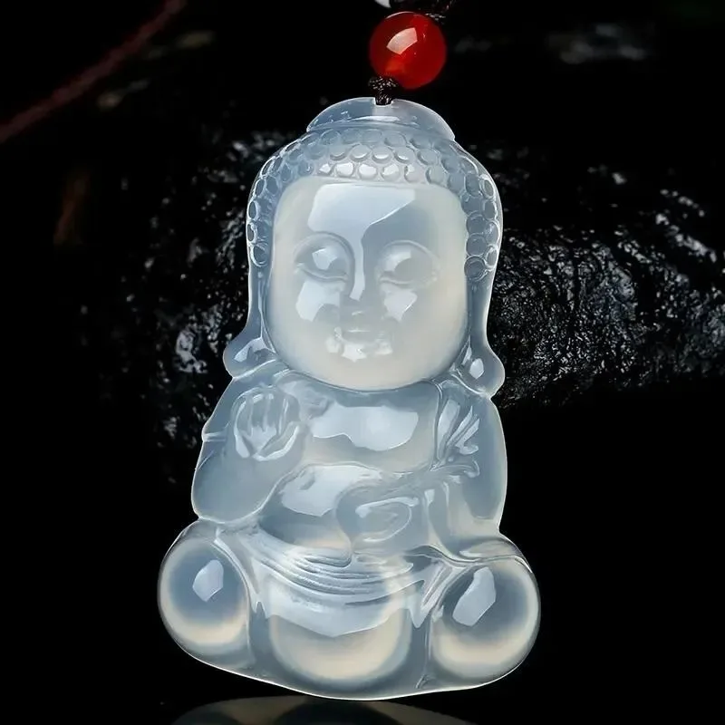 

New Natural Agate Ice Chalcedony Baby Buddha Exquisite Versatile Pendant