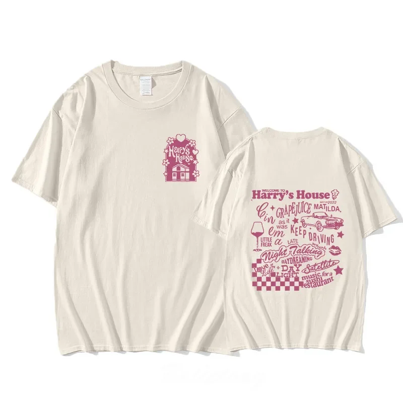 Welcome To Harrys House Love on Tour for Men/Women Print Shirts 100% Cotton T-shirt Kawaii/Lovely Manga Tops Aesthetic Clothing