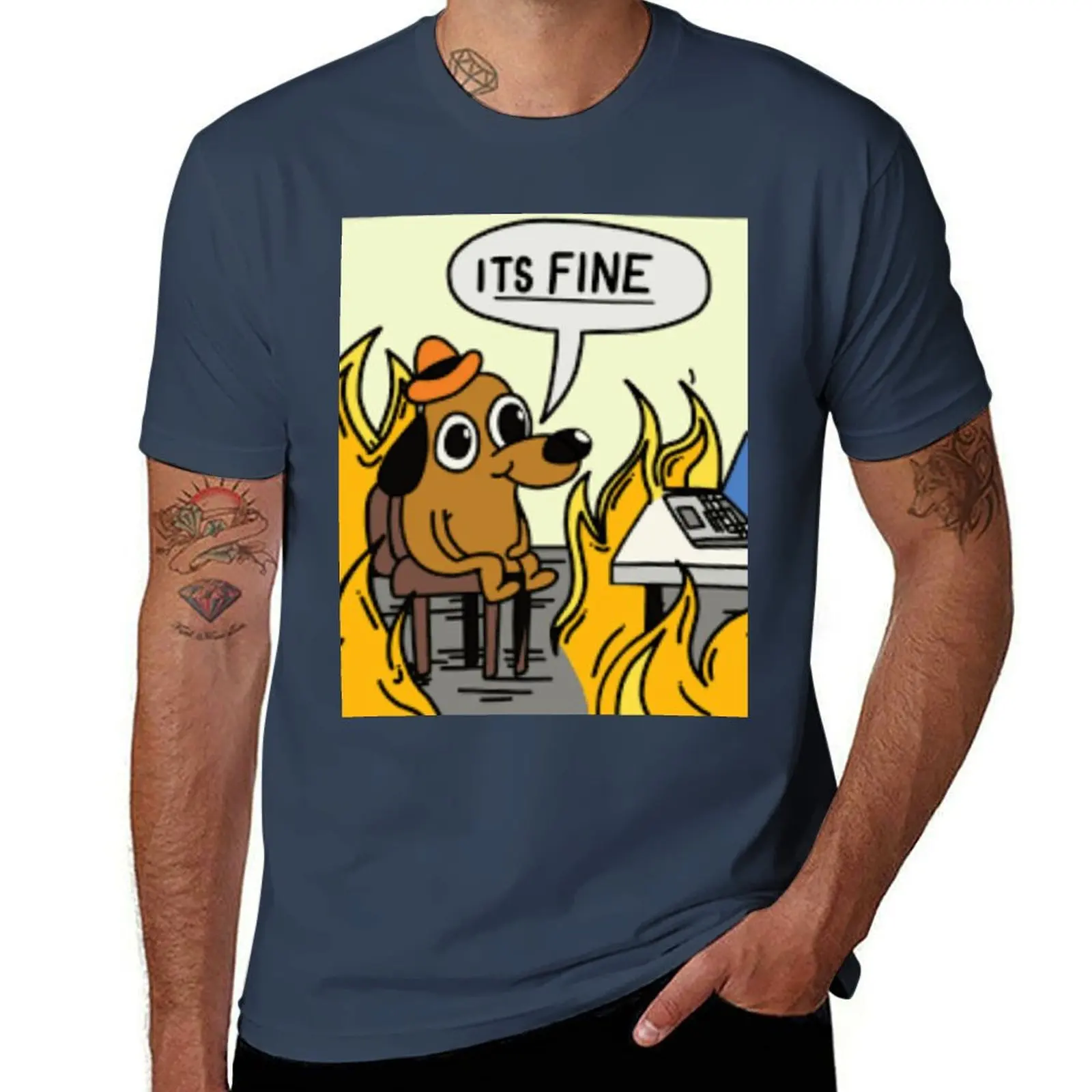 

Its Fine Meme T-Shirt Large Size Casual Tee Shirt