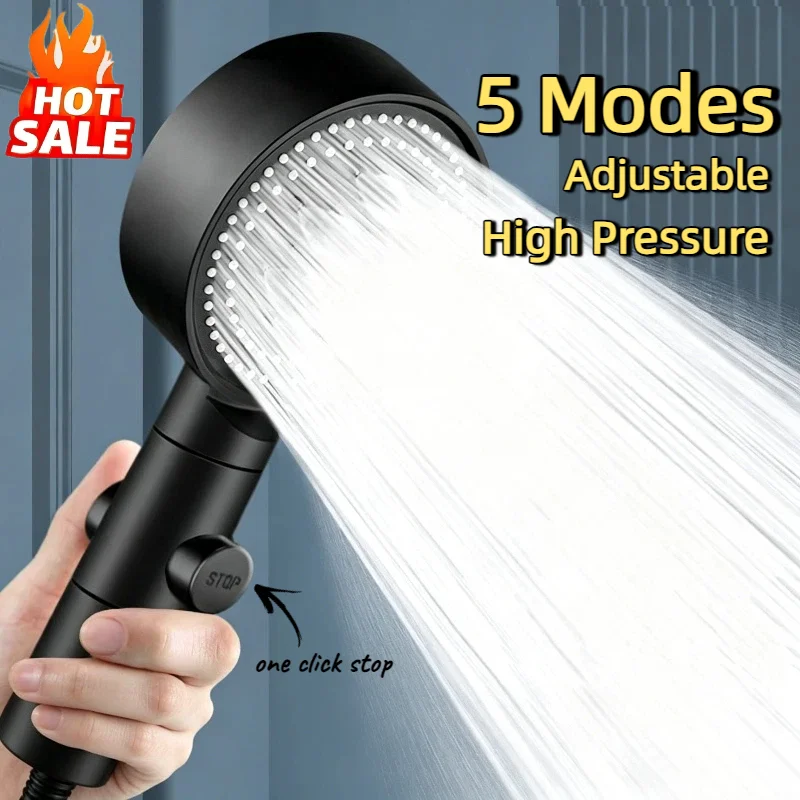 

Shower Head 5 Modes Water Saving Adjustable High Pressure Showerhead Handheld Spray Hangable Bathroom Accessories 2026