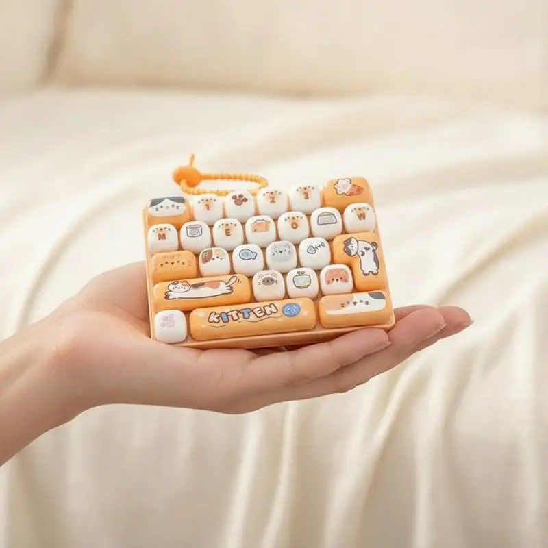 New Mini Keyboard Fidget Toy Kawaii Cartoon Animal Design with Lanyard Non-toxic Safe Sensory Toy for Toddlers Kids