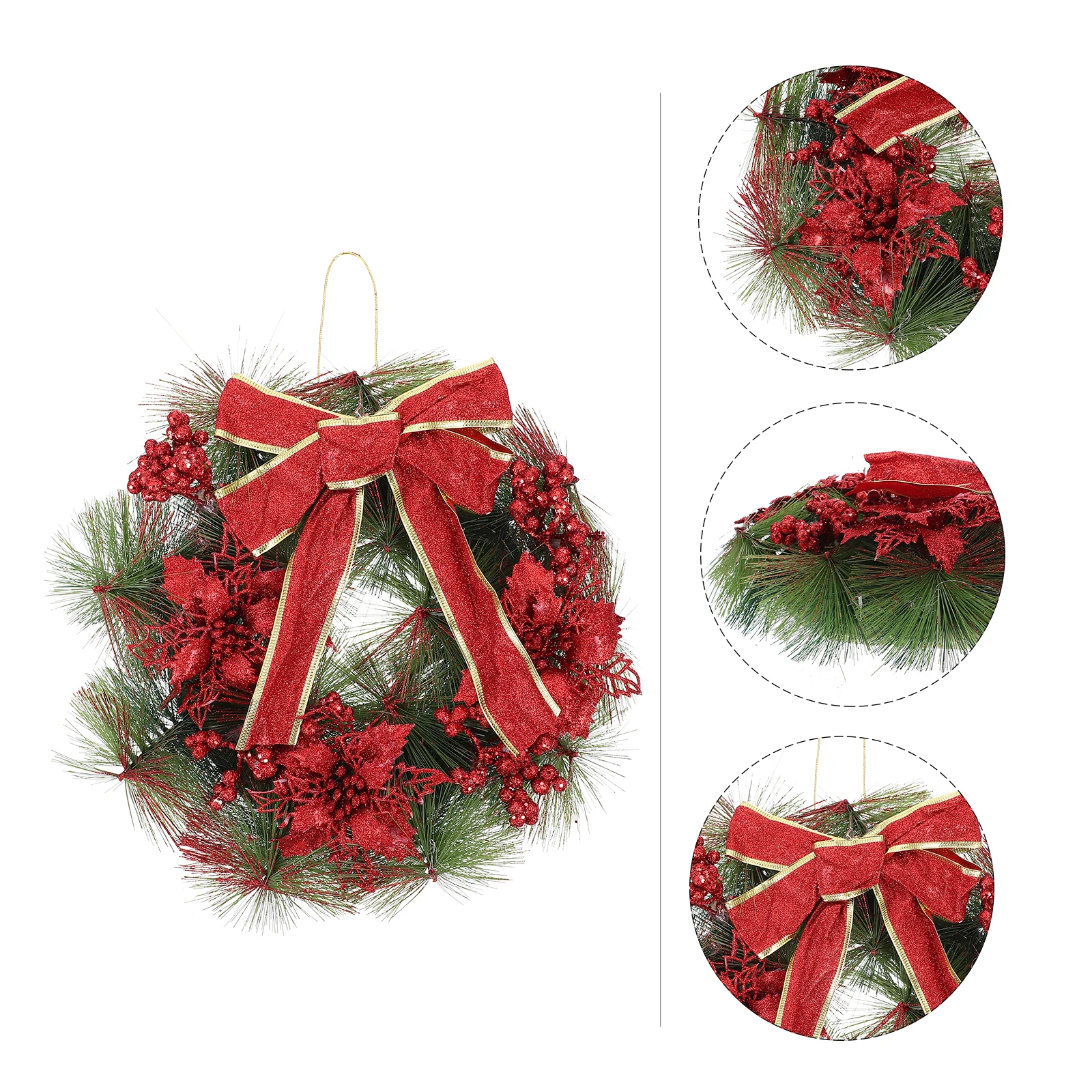 

Decorations Decorative Garland Home Xmas Wreath Pendant Round Vintage Red Plastic Flower