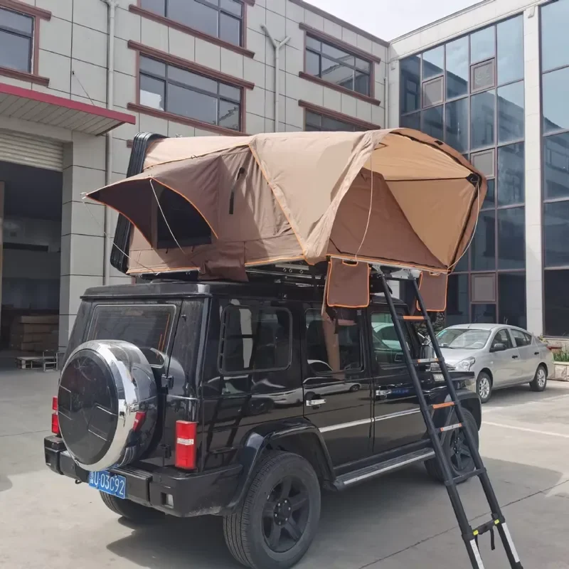 1.5m Aluminum Alloy Hard Shell Side Flip Roof Tent Oxford Waterproof Four-Season Double Layer Outdoor Camping Tarp 2 Person