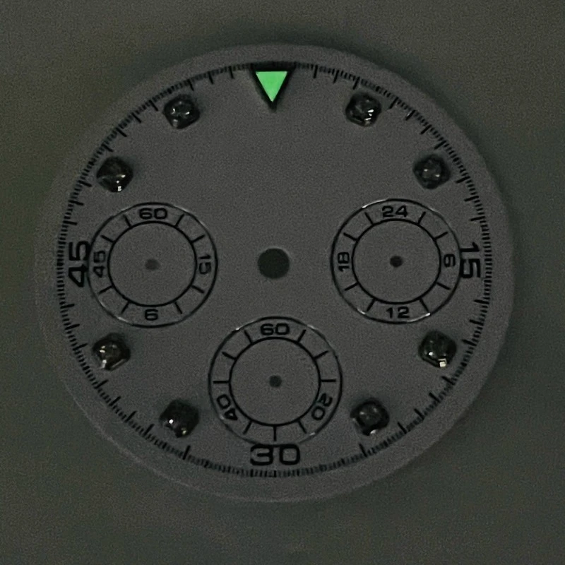 VK63 Dial 29.5mm S Green Luminous Diamond Nail Dial Modified Panda Dial Suitable for VK63 Quartz Movement Watch Accessories DIY