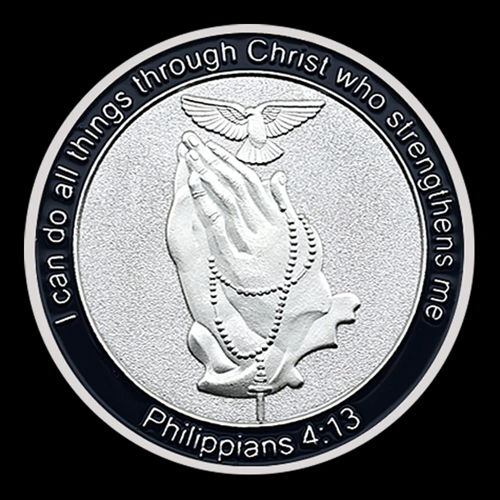 The Circular Metal  Coin Commemorative Medal Overcomes Any Difficulties and Challenges Through The Power of Christ Collect