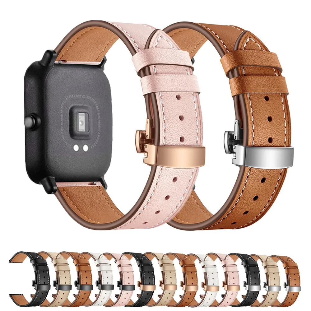 20mm 22mm band For Amazfit GTS/2/2e/3/4/GTS 2 Mini/GTR 42mm/47mm/GTR2/3/Pro stratos watchband Leather Bracelet Amazfit bip strap