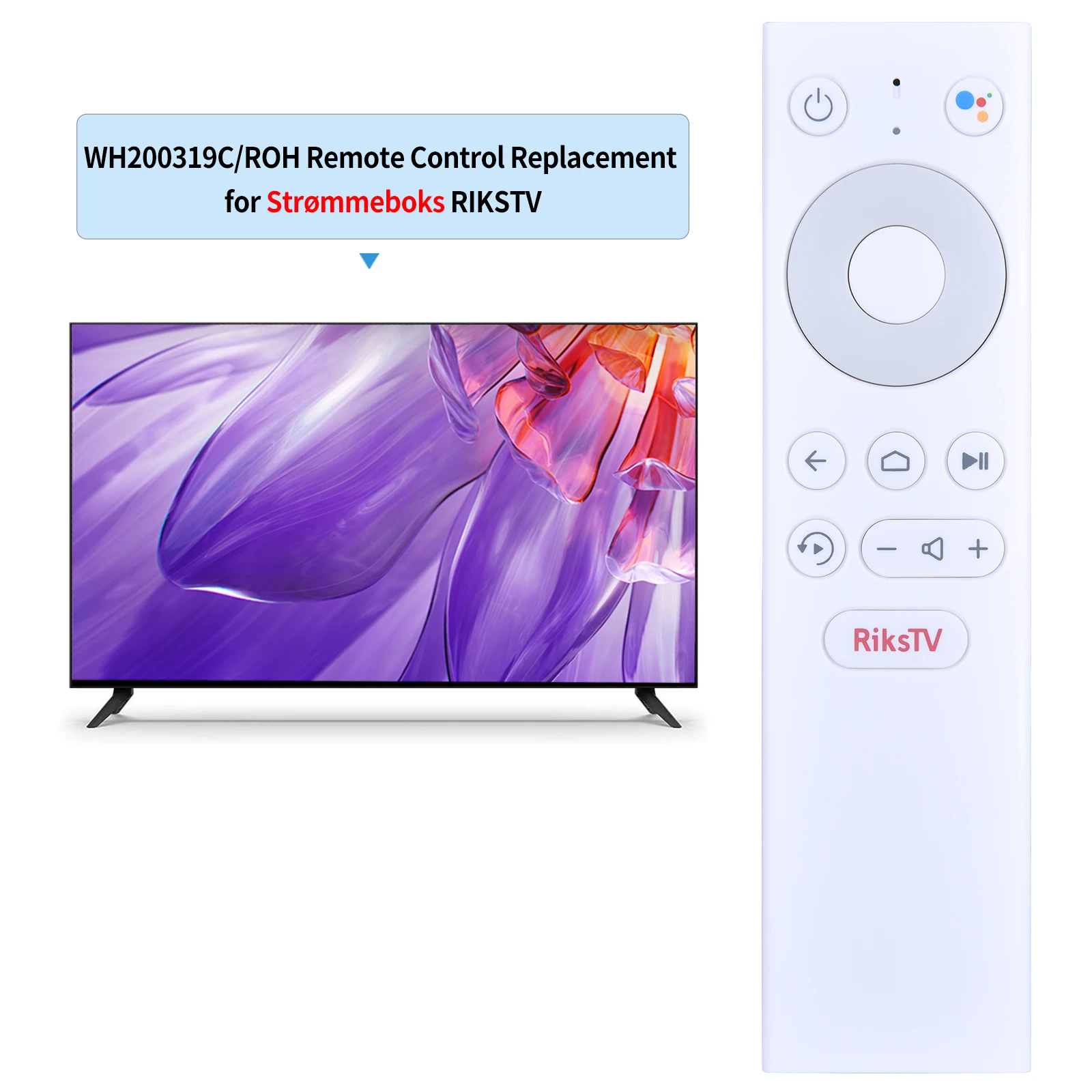 جديد WH 200319 جهاز تحكم عن بعد C/ROH لتلفزيون RiksTV القوي SRT412 مع مساعد Google