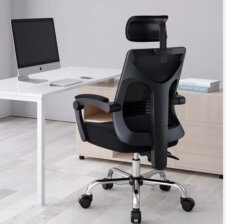 Black And White Ergonomic Chair Computer  Home Comfort Sedentary Office  Learning Chair E-sports Seat