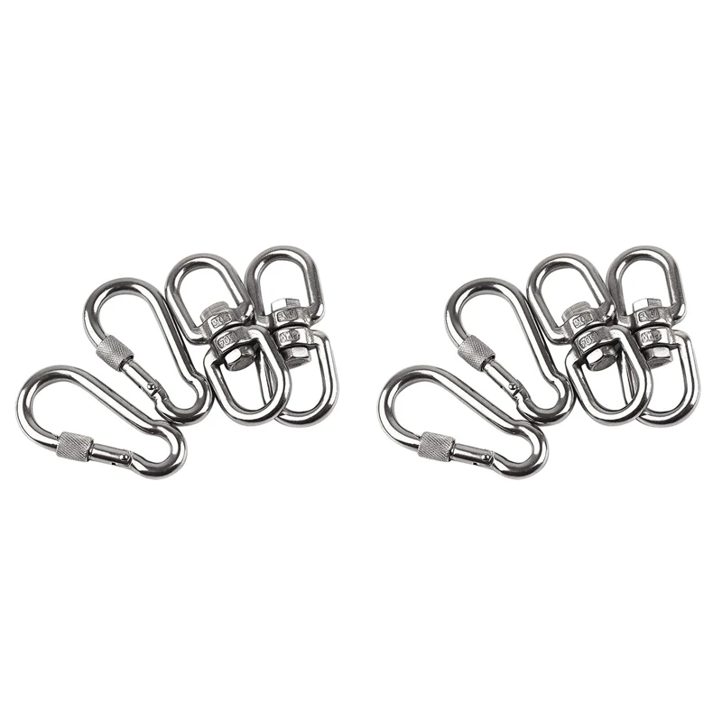 

8Pcs M8 304 Stainless Steel Swivel Ring Tree Swing Hook Hammock Chair Hanging Kit Rotating Device Indoor Outdoor