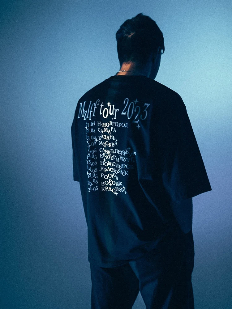 Men T-Shirt Mzlff Tour 23 Graphic Print Oversized Cotton Y2k Tops Tees Streetwear Pulovers Harajuku Short Sleeve Unisex Clothes