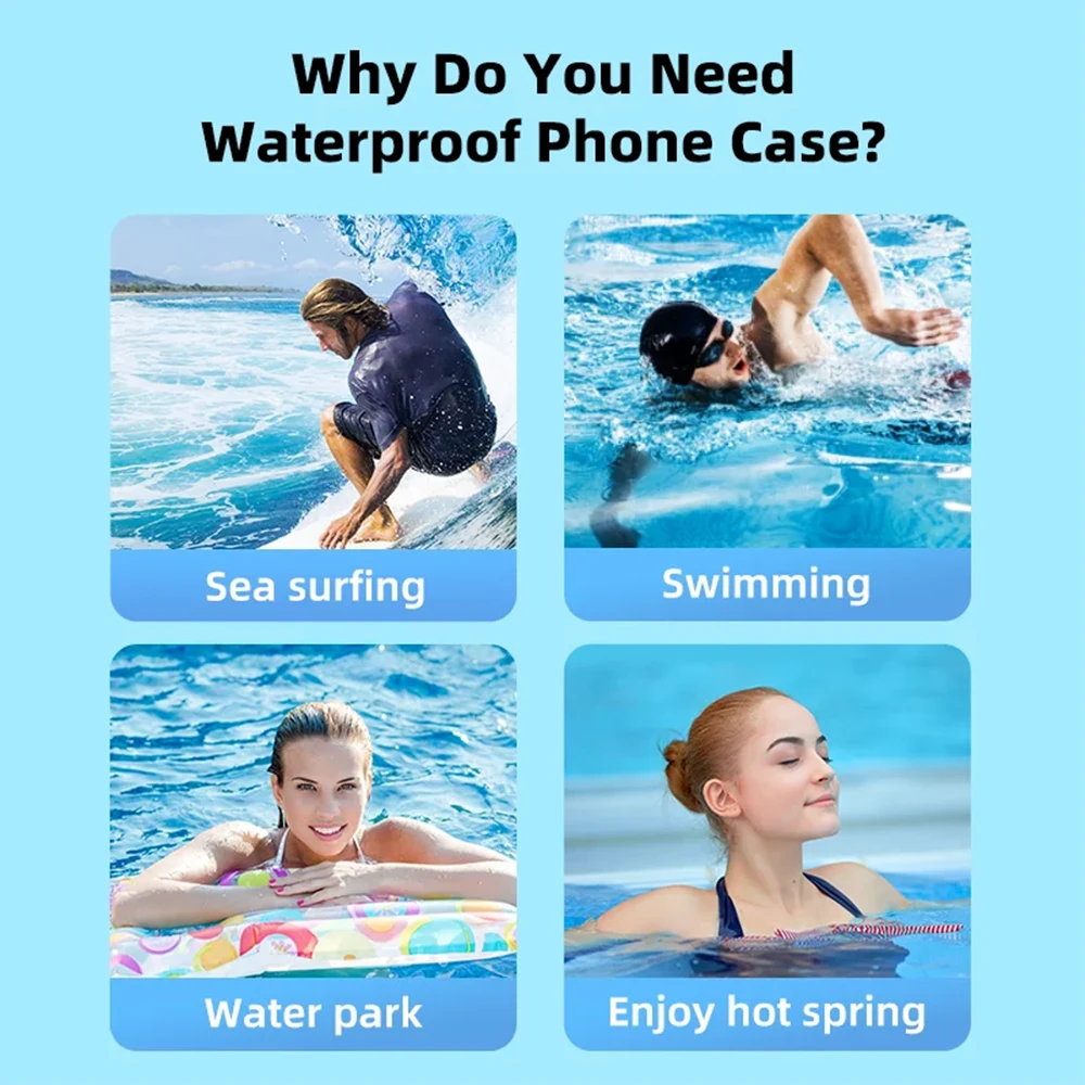 Universal IP68 PVC Transparent Waterproof Mobile Phone Case for IPhone Samsung Xiaomi Google Underwater Protector Pouch Cover