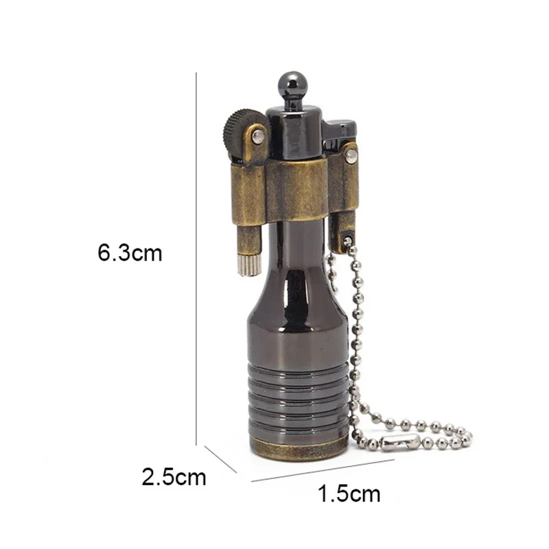 Retro Torch Lighter Grinding Wheel Oil Lighter Key Chain Metal Cigarette Lighter Portable To Carry Outdoor Multifunctional