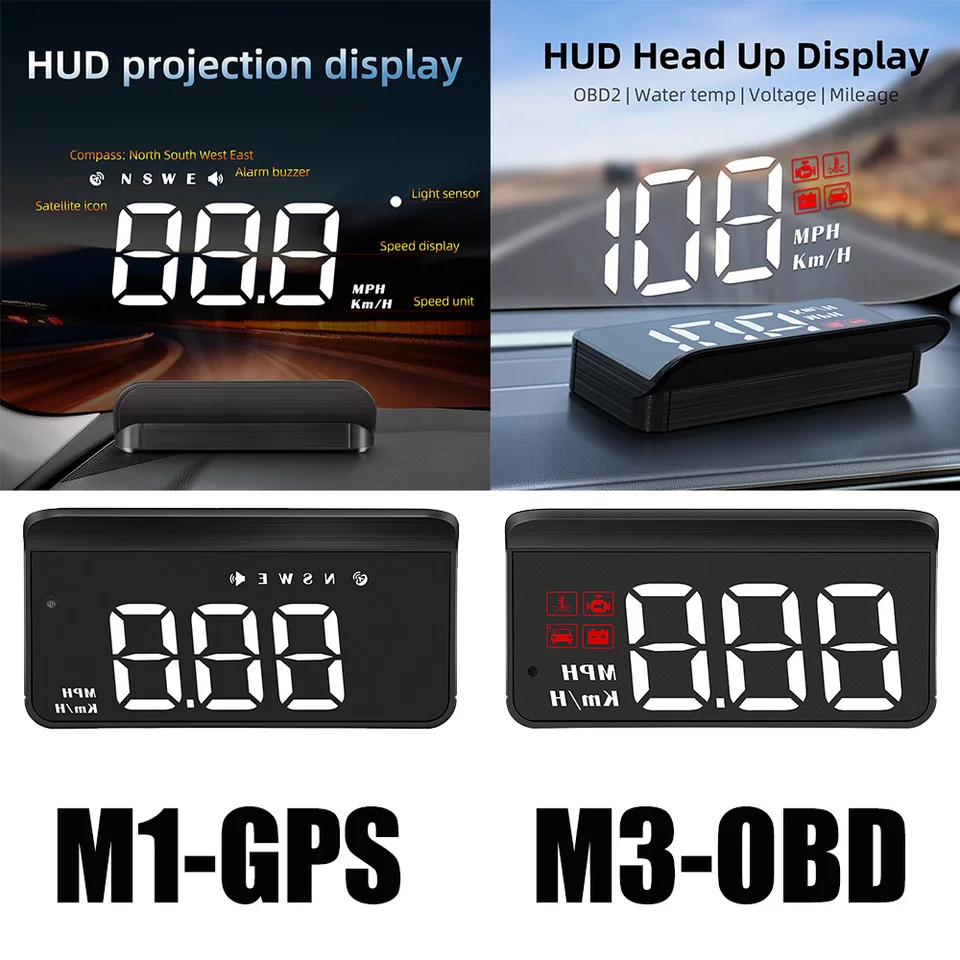 M3 OBD2 M1 GPS HUD 헤드업 디스플레이 OBD2 컴퓨터 자동차 속도 프로젝터 자동 온보드 컴퓨터 연료 마일리지 알람 자동차 액세서리