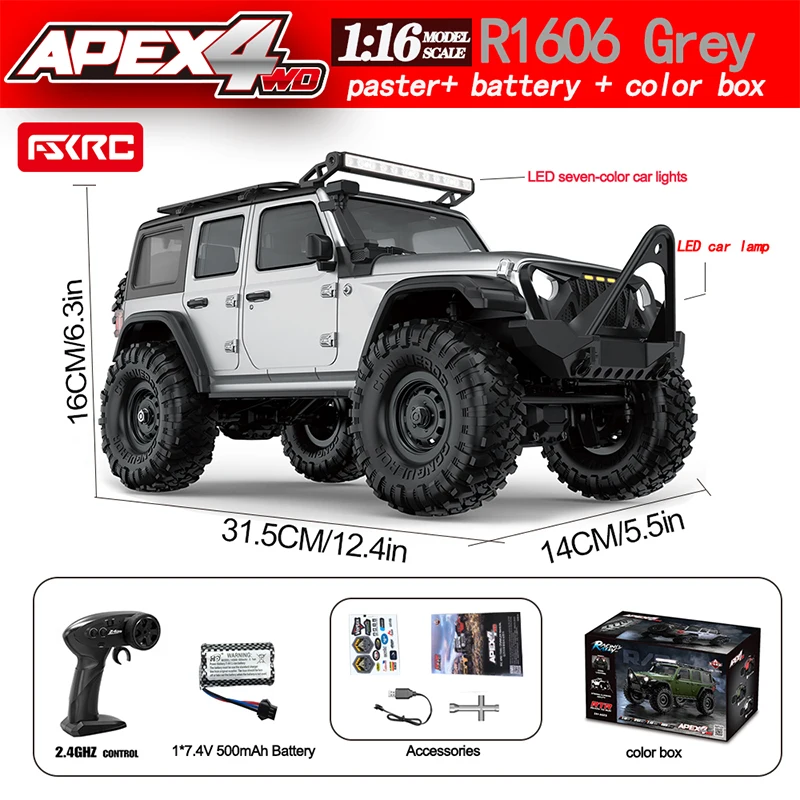 【1/16】クローラーラジコン　Ready To Run Hb R1601 1/16スケール ラジコン ロッククローラー トラック 4WD LED