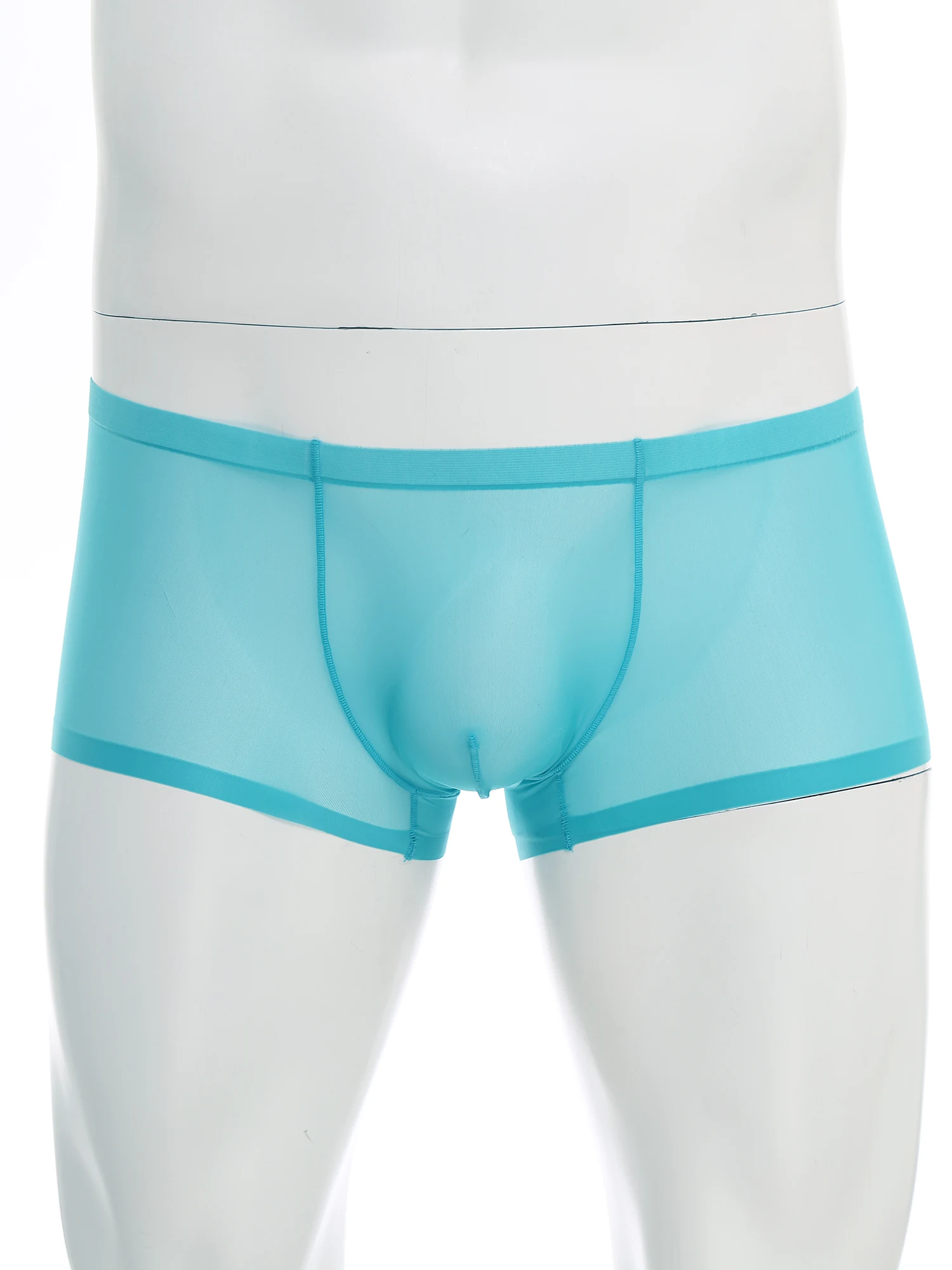 

Men Ultra Thin Ice Silk Boxer Briefs Underwear Shorts Sexy Nightwear Low Waist Bulge Pouch Sheer Mesh Breathable Mini Shorts