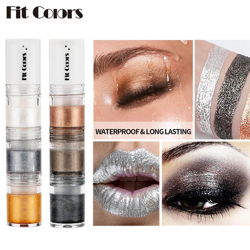 3 สี Glitter Eye Shadow Set Shiny Metallic Texture ยาวนานกันน้ําแฟชั่น Multi-Functional Liquid Eye Shadow เครื่องสําอาง 6g