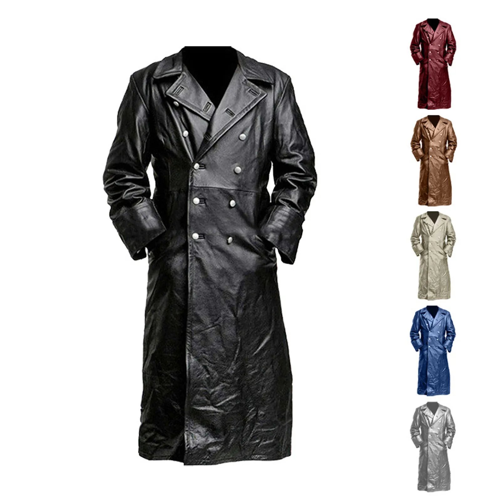 Abrigo largo vintage de cuero medieval retro para hombre Gabardina Steampunk Chaqueta gótica Abrigo para fiesta