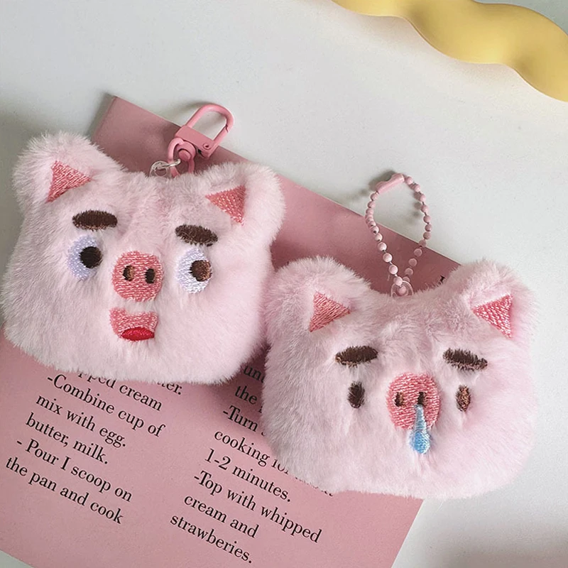 Pink Cute Snotty Piggy Key Chain Cartoon Plush Pig Doll Pendant Key Ring Backpack Car Decoration Bag Accessories Gift For Kids