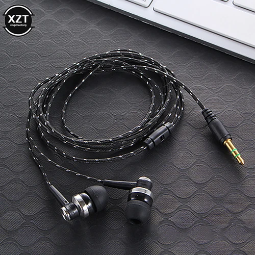 1 auricular con cable estéreo intrauditivo 3,5mm Cable tejido de nailon auriculares para ordenador portátil Smartphone regalos auriculares