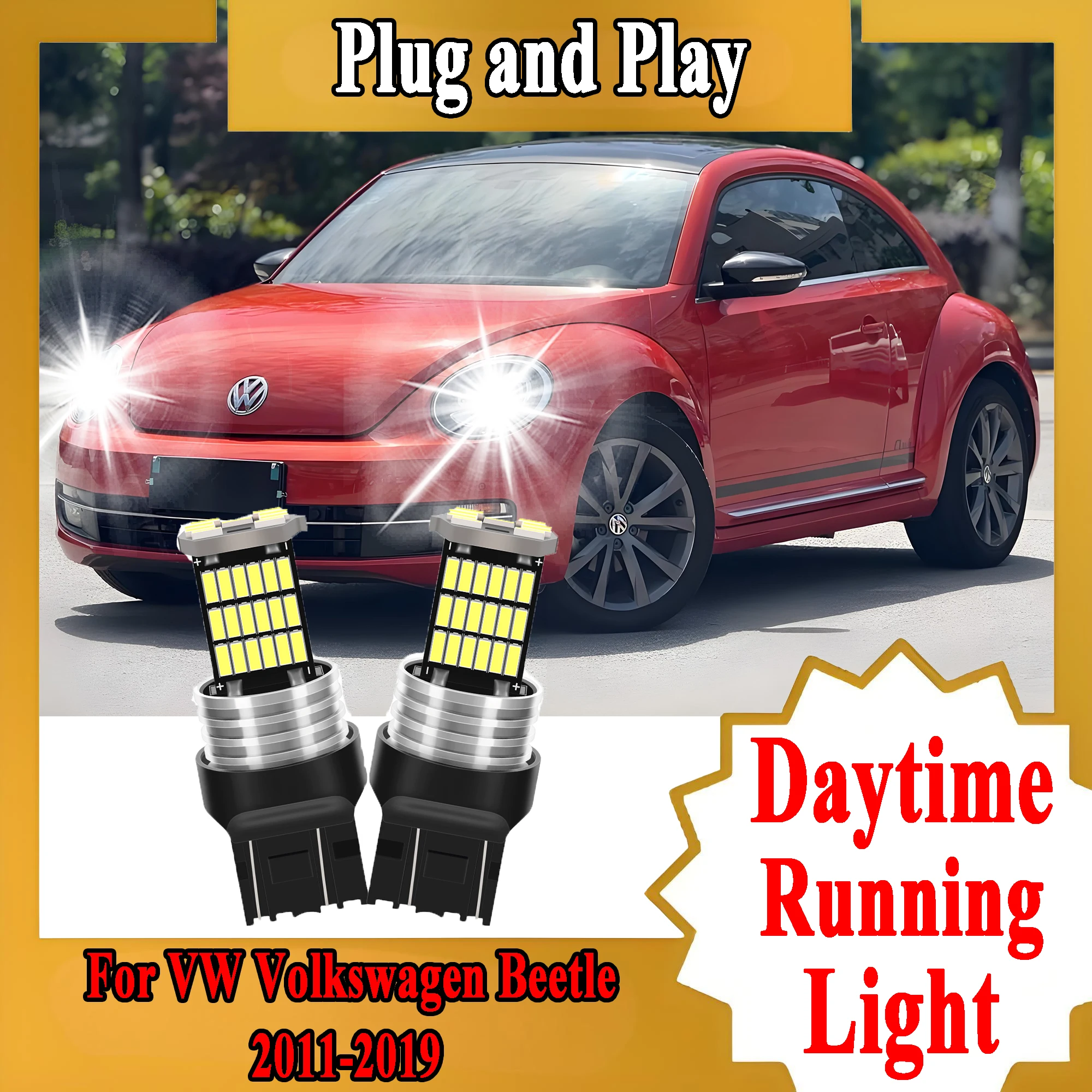 2X Canbus LED Daytime Running Light DRL 6000K CSP Chip Super Bright For VW Volkswagen Beetle Accessories 2011-2019 Plug and Play