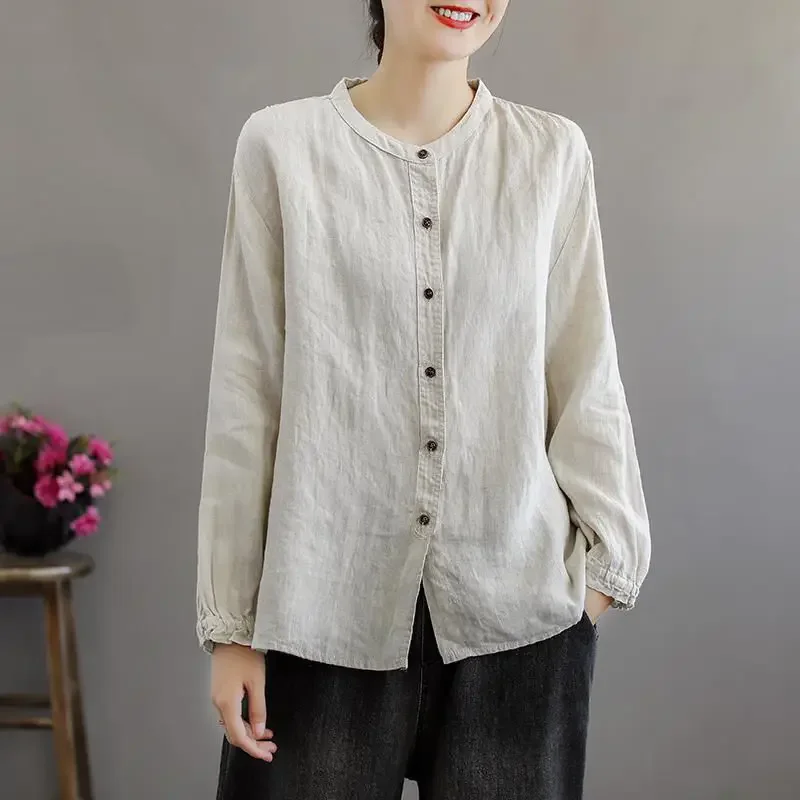 Women Shirt Blouse Spring and Autumn Shirts Women's Shirt Coat Casual Coat Drawstring Sleeves Top Women Blusas Mujer