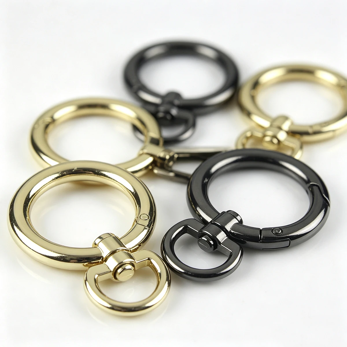 2-5 Stück Runde Karabinerhaken Drehverschluss O-Ringe Schnallen Clips Auslöser Schlüsselanhänger für Taschen Geldbörsen Schlüsselanhänger DIY-Zubehör – Detail 2