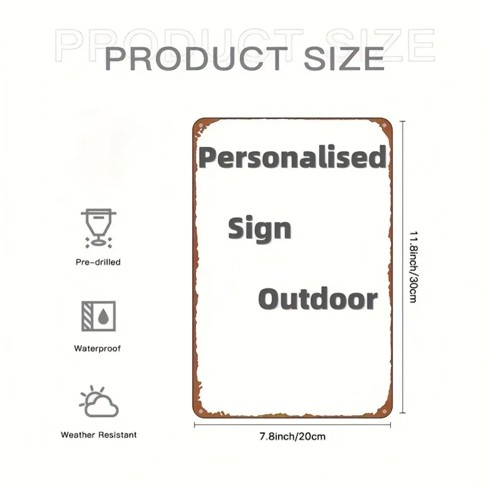 12x8 Inch [2D Flat] Personalized Customizable Metal Wall Plate Indoor Outdoor Hanging Sign Home Office Ornament No Electricity N