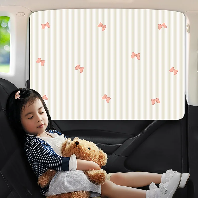 Car Sunshade Track-type Retractable Heat-insulating Sunscreen Curtain for Rear Children Sleeping Magnetic Universal Car Curtains