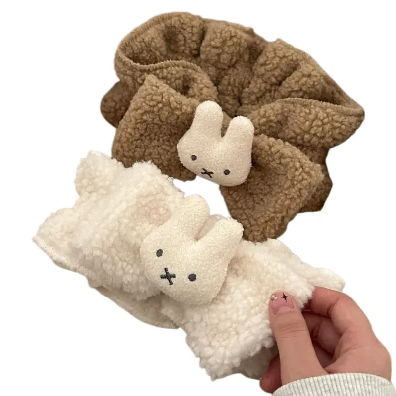Cartoon Miffy Wash Face Headband Cute Rabbit Elastic Makeup HairTie Absorption Water Bow Design Girls Gift