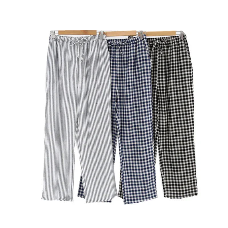 Pantalones de pijama 100% de algodón para el hogar, ropa de dormir a cuadros, talla grande, para hombre y mujer