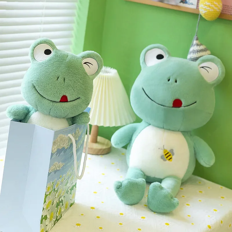 Stuffed Animals Plush Cute Frog Pillow Plush Toy Girl Sleeping Doll Beautiful Delicate Festival Gift for Boyfriend or Girlfriend