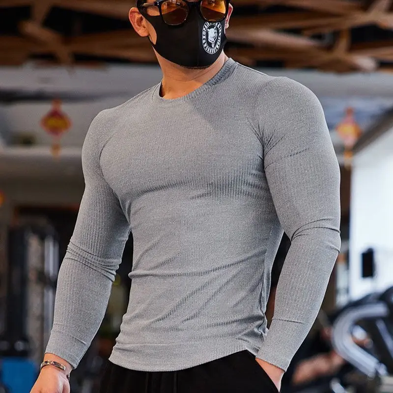 Round Neck Solid Color Pullover Long Sleeve Men\'s Clothing Spring Autumn Casual Fashion T-shirt England Style Comfortable Tops