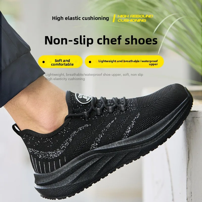 Non Slip Waterproof Oil Proof Slip On Chef Shoes for Men Women Kitchen Hotel Catering Long Standing Anti Fatigue Comfortable