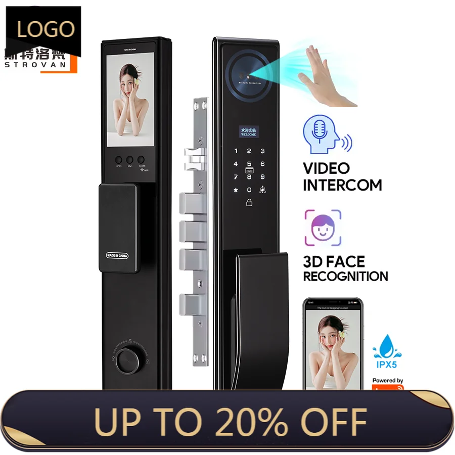 

STLF Wifi 3d Face Recognition Intercom Automatic Smart Lock Tuya Wifi Digital Viewer Smart Fingerprint Door Lock