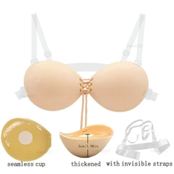 Verdikte 5 cm Sticky Beha Zelfklevende Siliconen Push Up Onzichtbare Bh voor vrouwen met kleine borsten Backless Bruiloft Ondergoed Lingeri