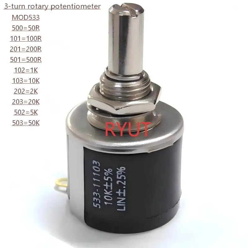 1PCS/LOT 3-turn 5-turn 10-turn wound potentiometer MOD533-11103 MOD535 MOD534 502 102 10K 5K 1K resistance precision multi-turn