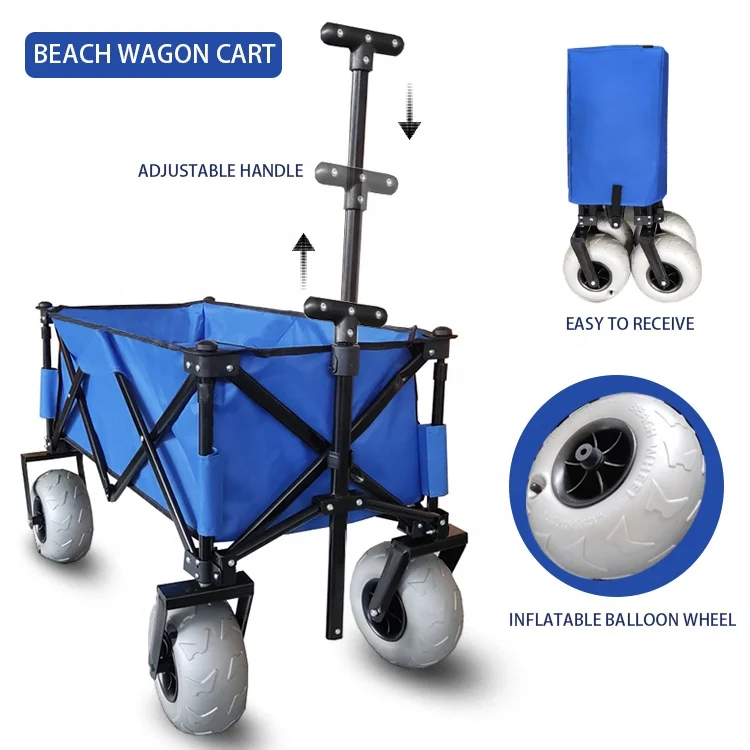 Heavy-Duty Outdoor Folding Wagon Cheap Price Pet/Kids/Camping/Picnic/Beach/Garden Trolley Cart Trolly for Industrial Use