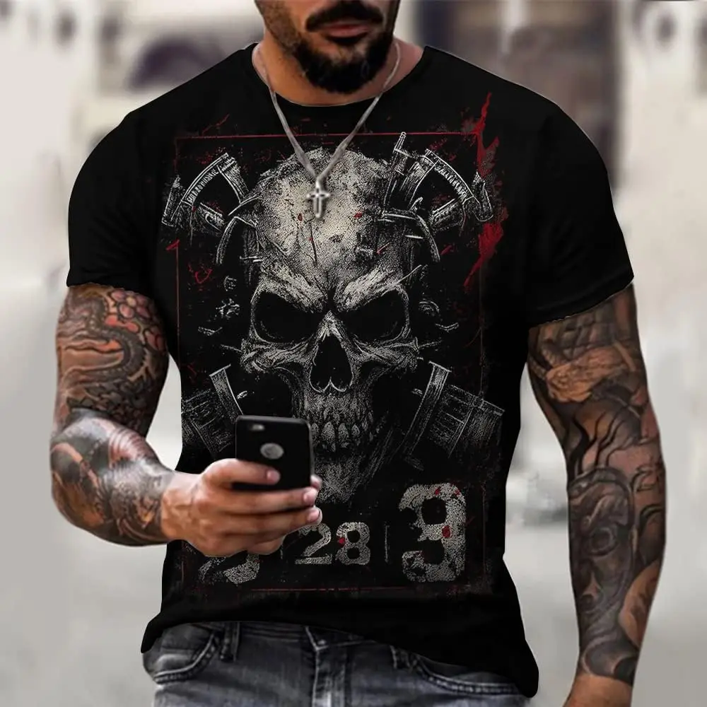 

Футболка с черепом и мышцами, мужская уличная одежда без рукавов, топ, готический графический принт, спортивный жилет для мужчин, острый повседневный модный модный массив