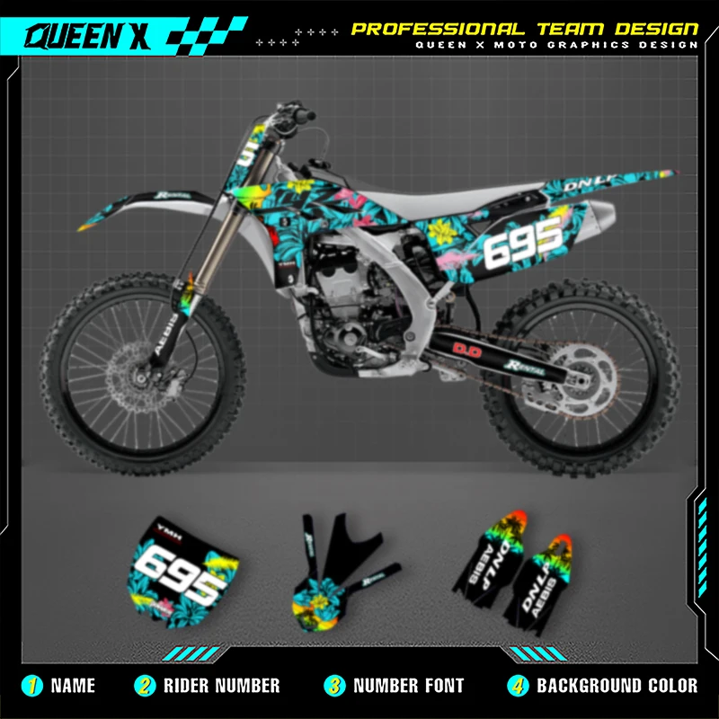 

QUEEN X MOTO Motorcycle Graphics Decals For YAMAHA 2010 2011 2012 2013 YZF250 Motorcycle Decal Stickers 008