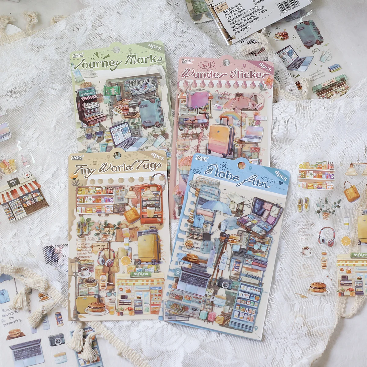 4 أوراق PET ملصقات إبداعية مقطوعة مسبقًا ملصق قصاصات شفاف لتزيين المذكرات لملصقات مذكرات سجل القصاصات #5