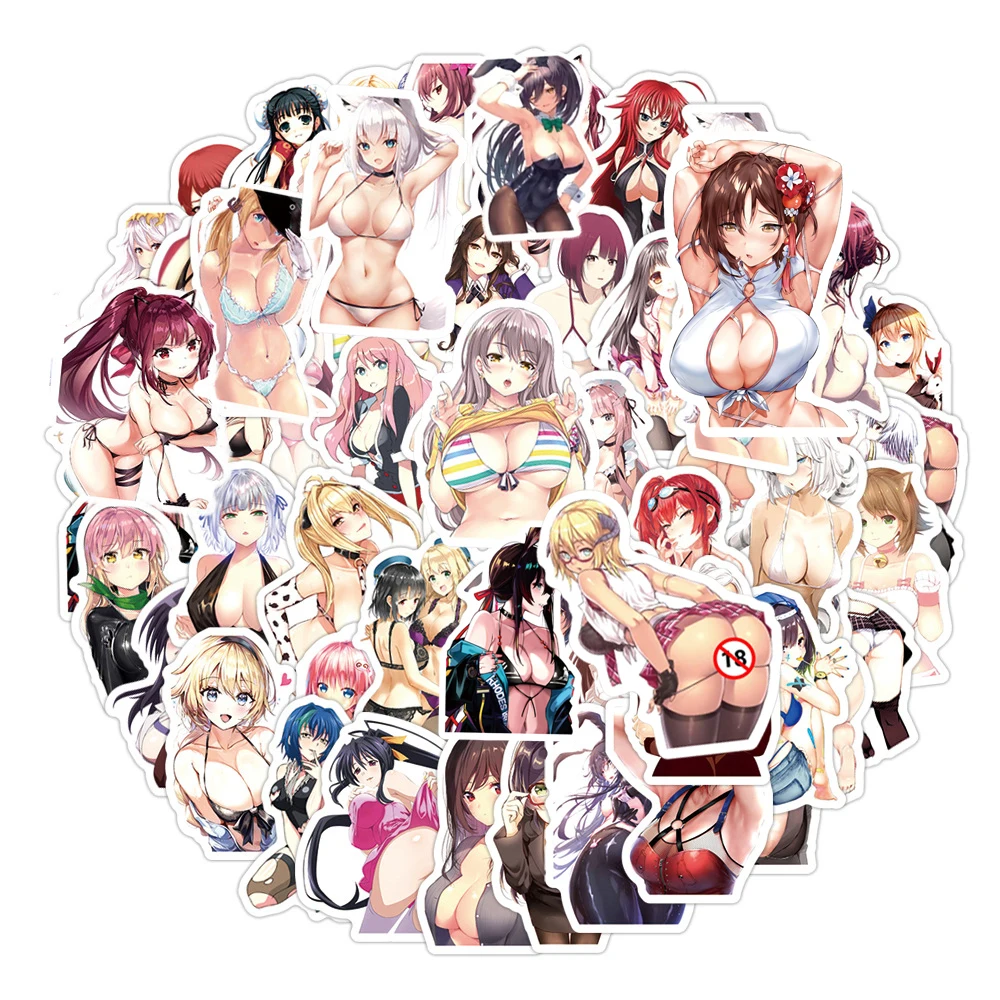 10/30/50 szt. Kreskówkowe Seksowne Anime Dziewczyna Naklejki Wodoodporne DIY Kask Deskorolka Laptop Telefon Samochód Klasyczne Fajne Hentai Naklejki dla Dorosłych