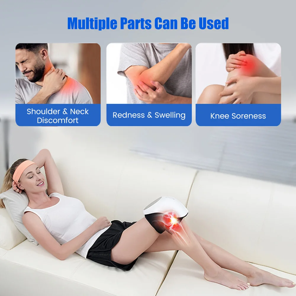 Electric Knee Massager with 3-gear Heating Knee Massage Machine Knee Massage Tool for Women & Men All-round wrap around the knee