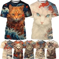 Fashionable Personalized Harajuku Style Unisex Short-sleeved Top New Animal Cat 3D Printed T-shirt