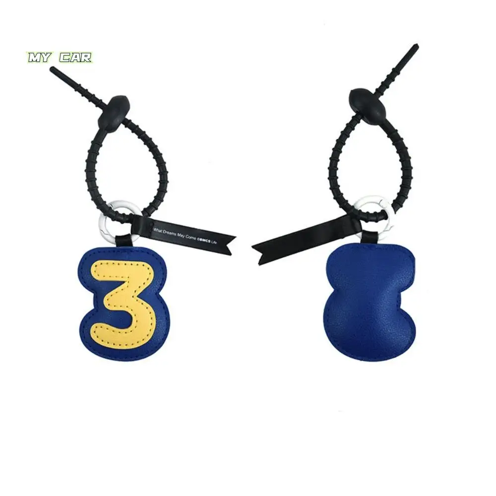 

Bag Charm Number PU Leather Keychain Anti-lost Bag Decoration Lucky Number Car Key Chain Trinket Girl Heart Leather Key Ring