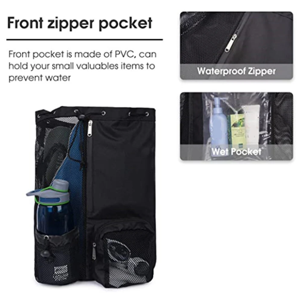 Sports Backpacks Drawstring Shoulder Soccer Ball Backpacks with Wet Pockets Thickened Mesh Comfortable for Training Equipment