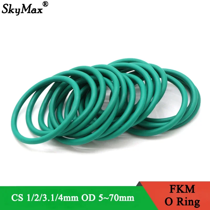 

10pcs FKM O Ring CS 1/2/3.1/4mm OD 5-70mm Insulation Oil High Temperature Resistance Fluorine Rubber FKM O-Ring Seal Gasket