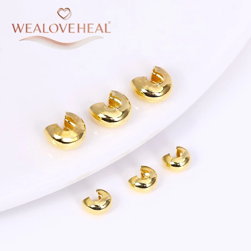 50/100 Stück 18K vergoldete Messing-C-Form-Klemmverschlüsse 3/4/5mm Halbmond-Klemmperlen Stopper DIY Schmuckherstellung Zubehör – Detail 17